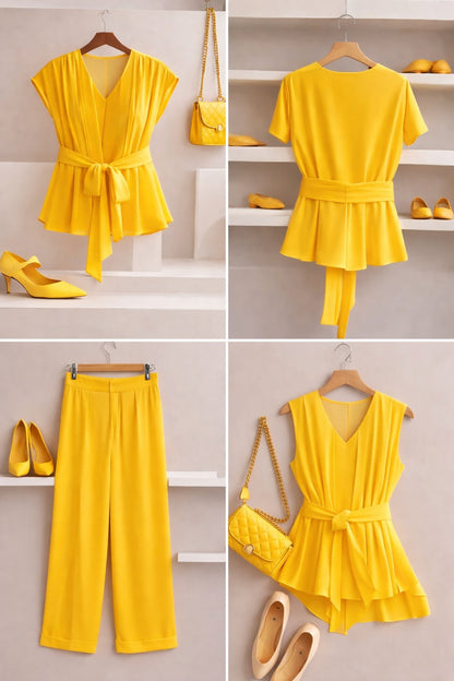 Stylish Women’s Ribbed Co-Ord Set with Palazzo Pants