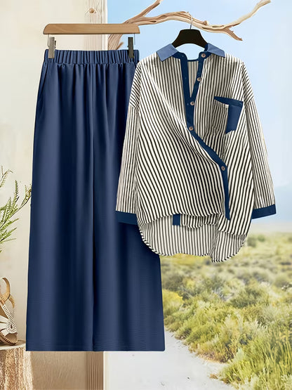 Stylish Women’s Ribbed Co-Ord Set with Palazzo Pants